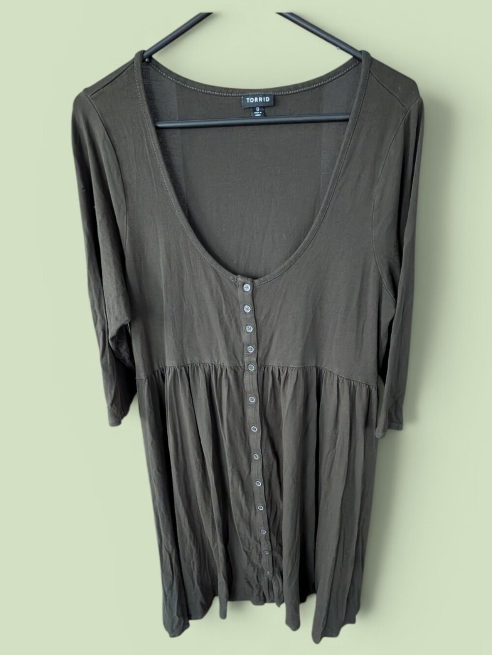 torrid Olive Green Button-Front Babydoll Dress